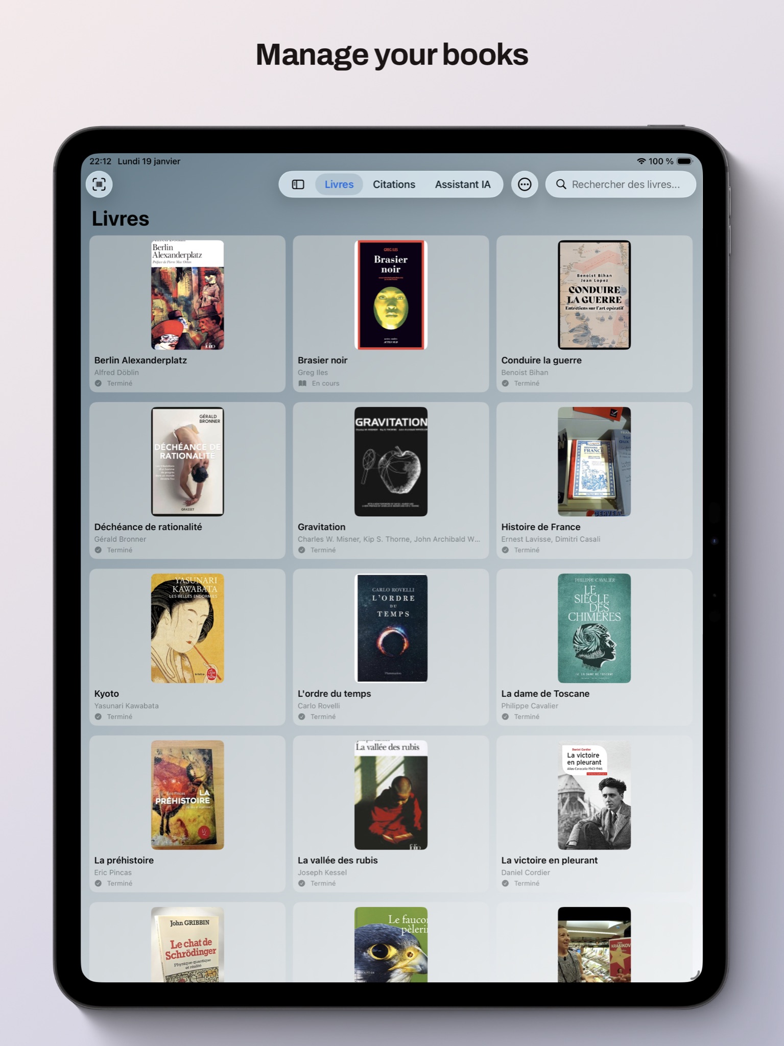 Bookscout library on iPad