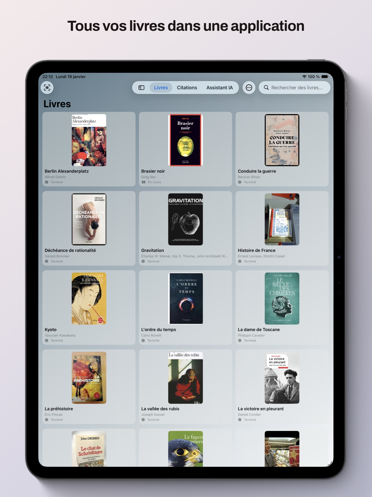 Bibliothèque Bookscout sur iPad