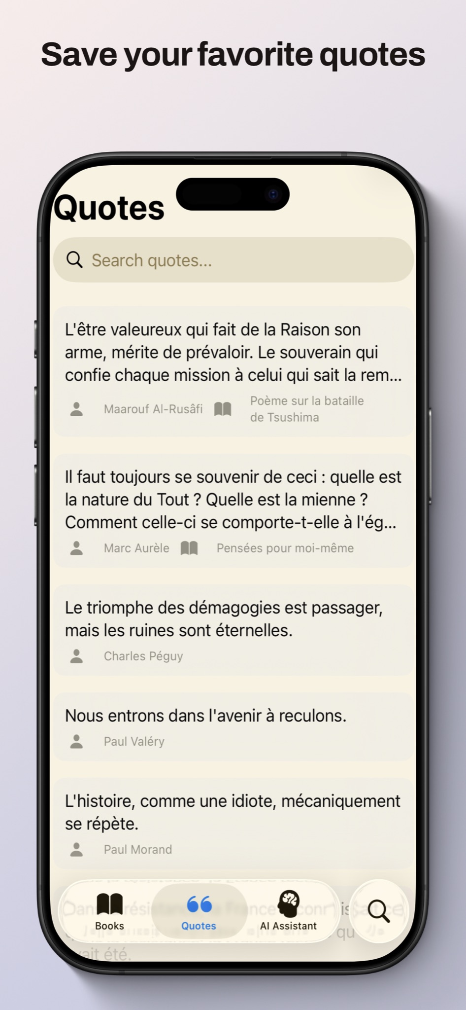 Bookscout quotes list on iPhone