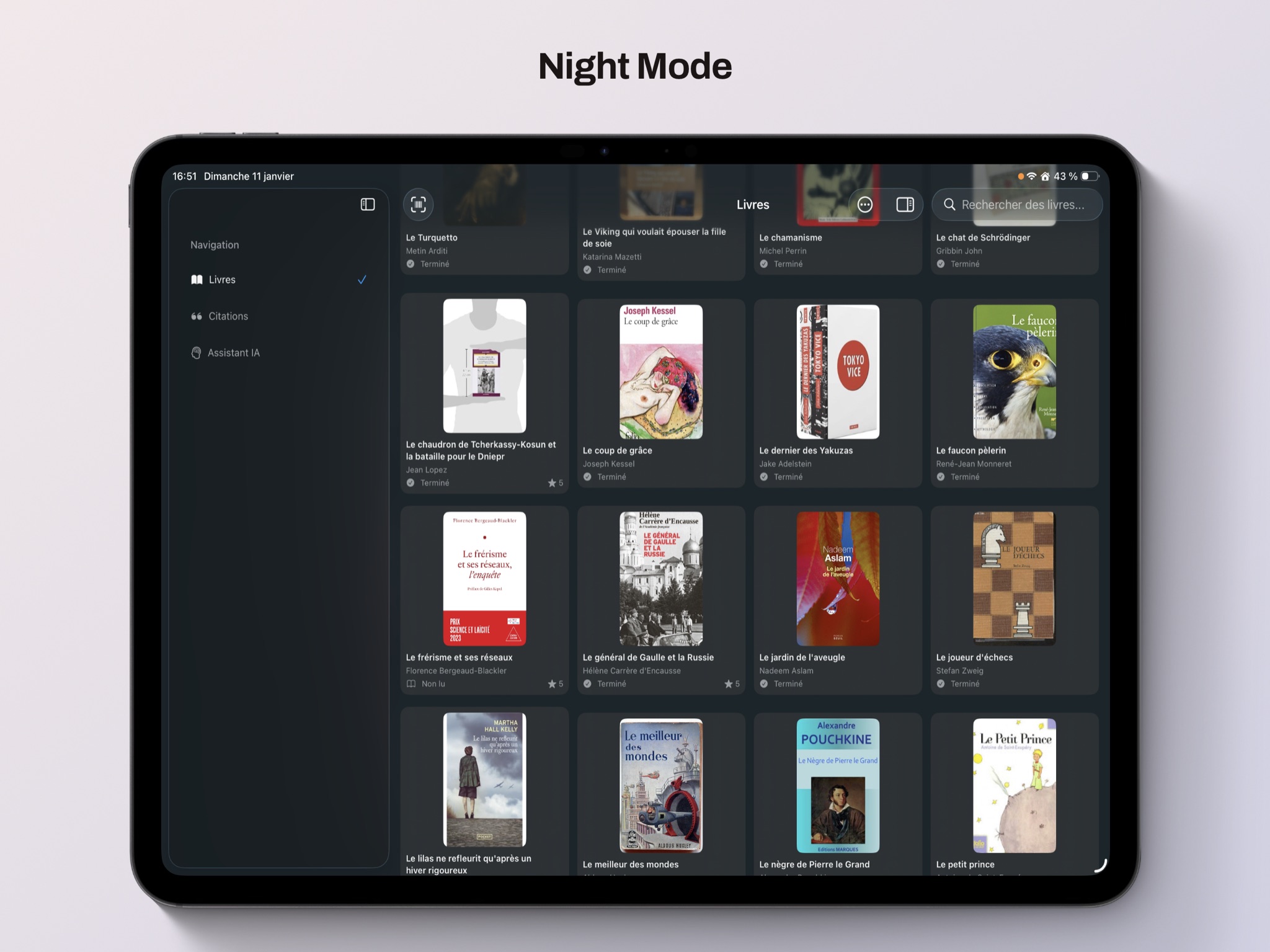 Bookscout night mode on iPad