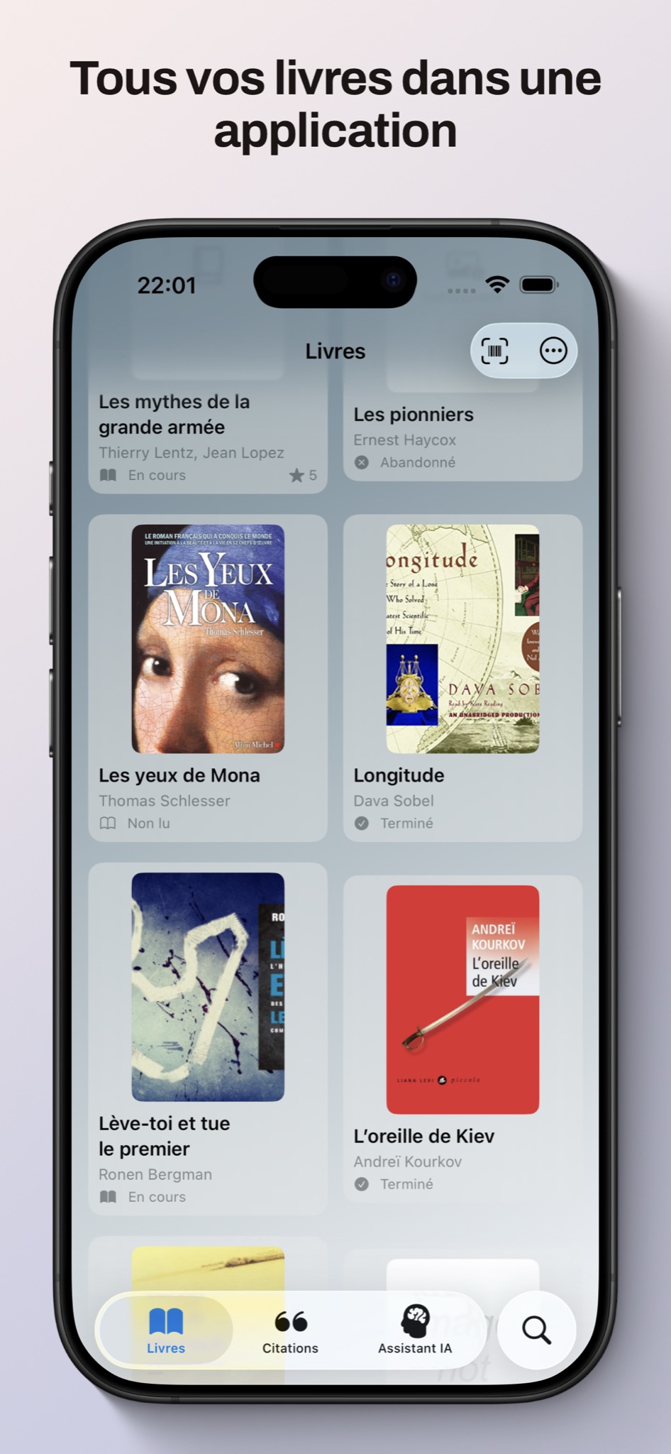 Bibliothèque Bookscout sur iPhone
