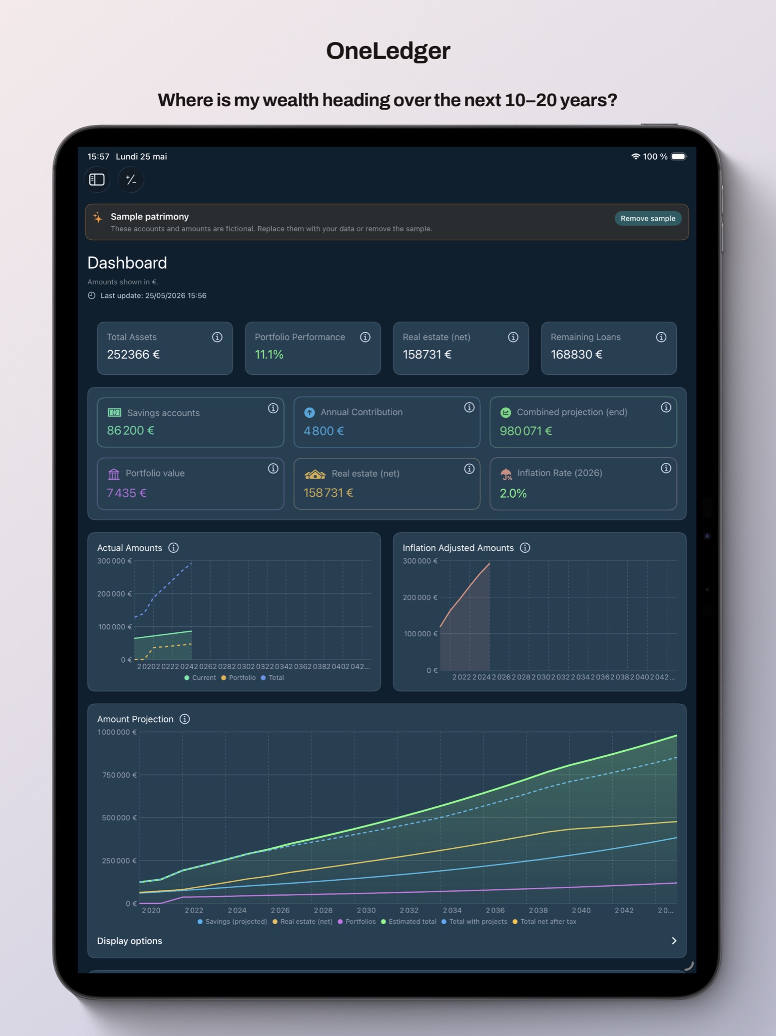 OneLedger dashboard on iPad