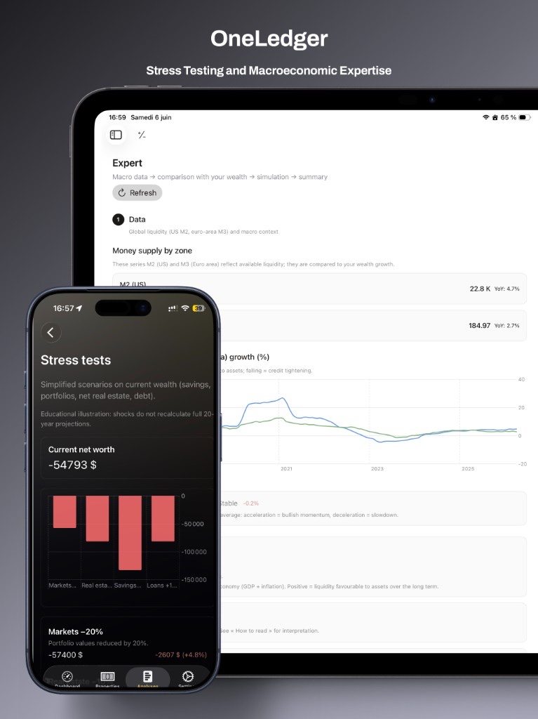 OneLedger on iPhone and iPad — stress tests and macroeconomic expertise