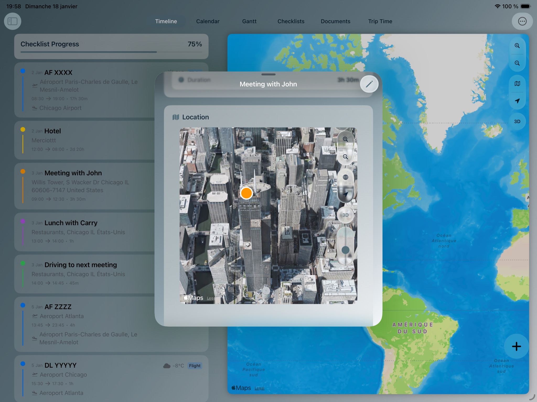 Localisation d'un événement Voyel sur iPad