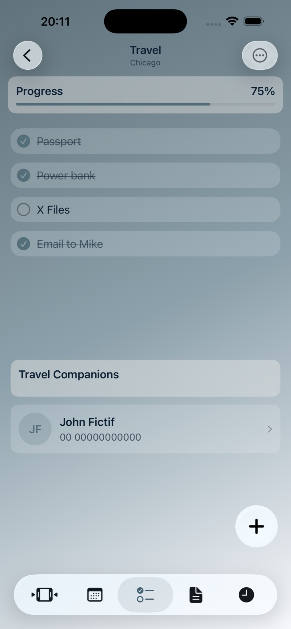 Listes de contrôle Voyel sur iPhone